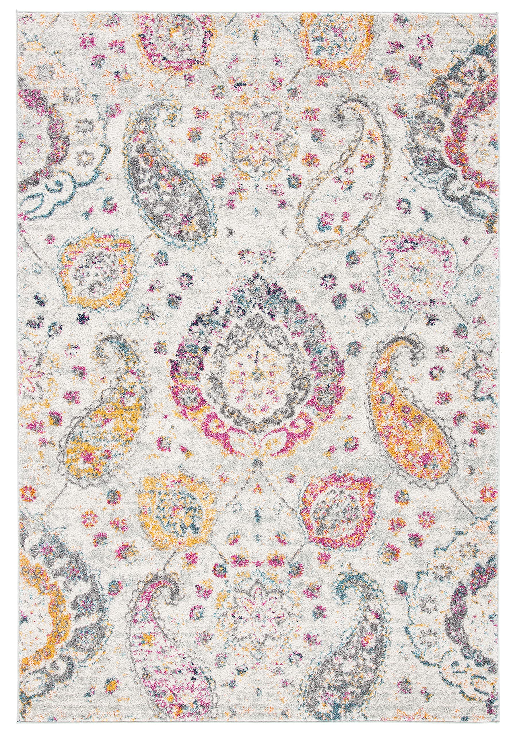 Safavieh Madison Collection 5'1'' X 7'6'' Greygold Mad600F Boho Chic Glam Paisley Non-Shedding Living Room Dining Bedroom Area R